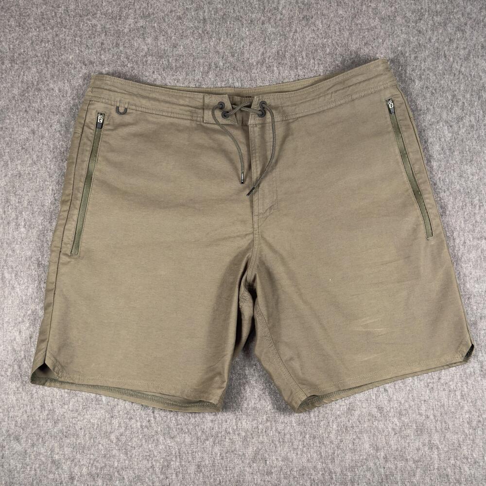 Roark Layover Shorts Mens 38 Green Chino 5 Inch Inseam Drawstring Stretch RS260